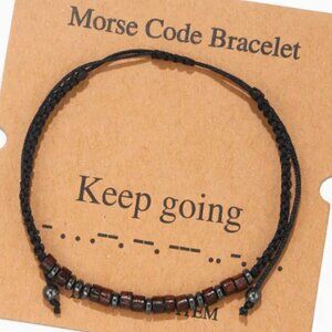 "Keep Going" Morse Code Bracelets w/Adjustable String Inspirational Message